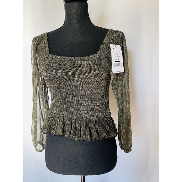 EYESHADOW Girls XL (16) Party Sparkling Black/Gold Longsleeve Blouse NWT $50 - Picture 9 of 9